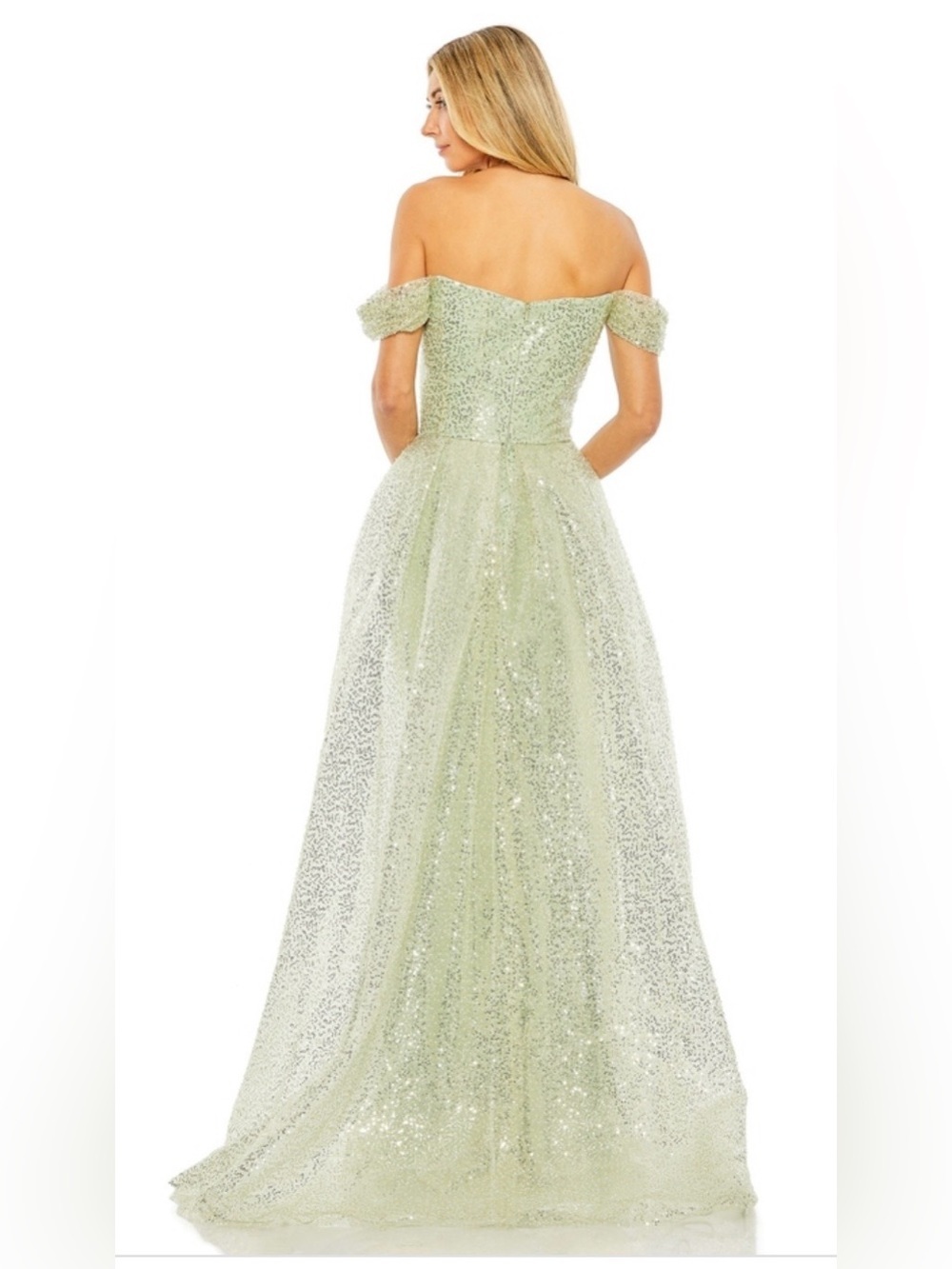 Mac Duggal 20515 NWT Women's Off the Shoulder Sequin Gown - Picture 3 of 9